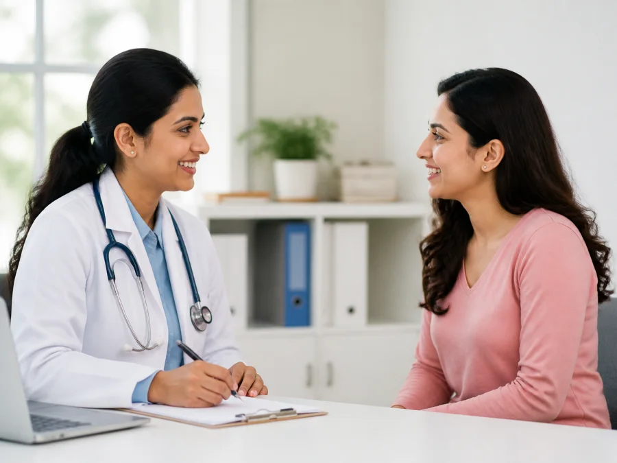 A doctor speaking with a patient about personalised care